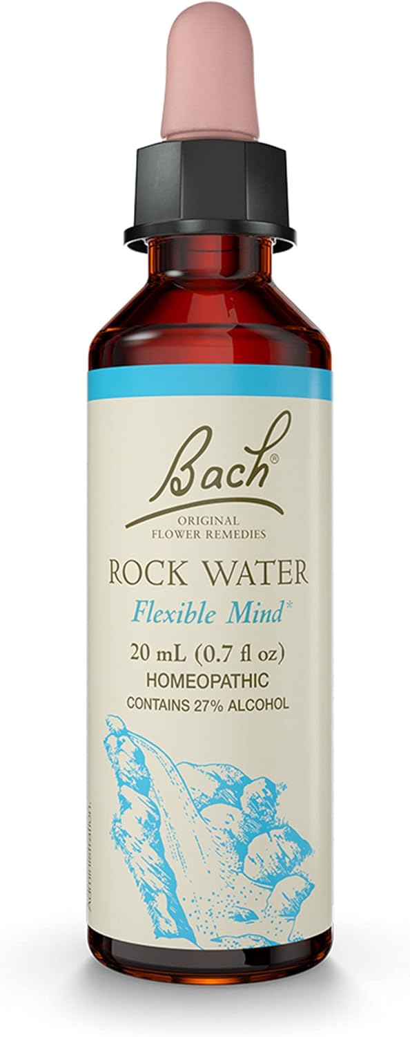 Bach Original Flower Remedies, Rock Water For Flexibility, Natural Homeopathic Flower Essence, Holistic Wellness And Stress Relief, Vegan, 20Ml Dropper