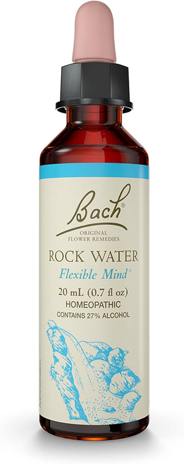 Bach Original Flower Remedies, Rock Water For Flexibility, Natural Homeopathic Flower Essence, Holistic Wellness And Stress Relief, Vegan, 20Ml Dropper