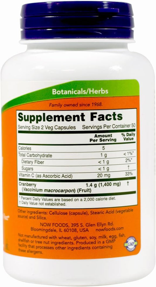 NOW Foods Cranberry Concentrate 200 Vegi capsules (2 Packs of 100)