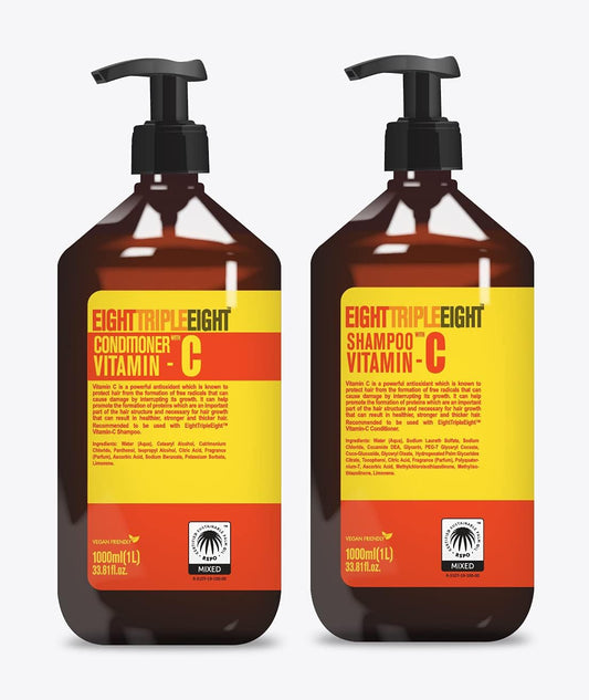 Eighttripleeight Vitamin C Hair Care Set- 1L Shampoo & 1L Conditioner