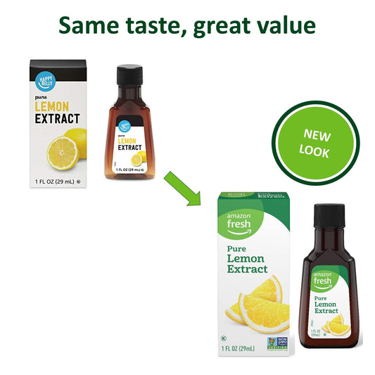 Amazon Fresh, Pure Lemon Extract, 1 Fl Oz (Previously Happy Belly, Packaging May Vary)