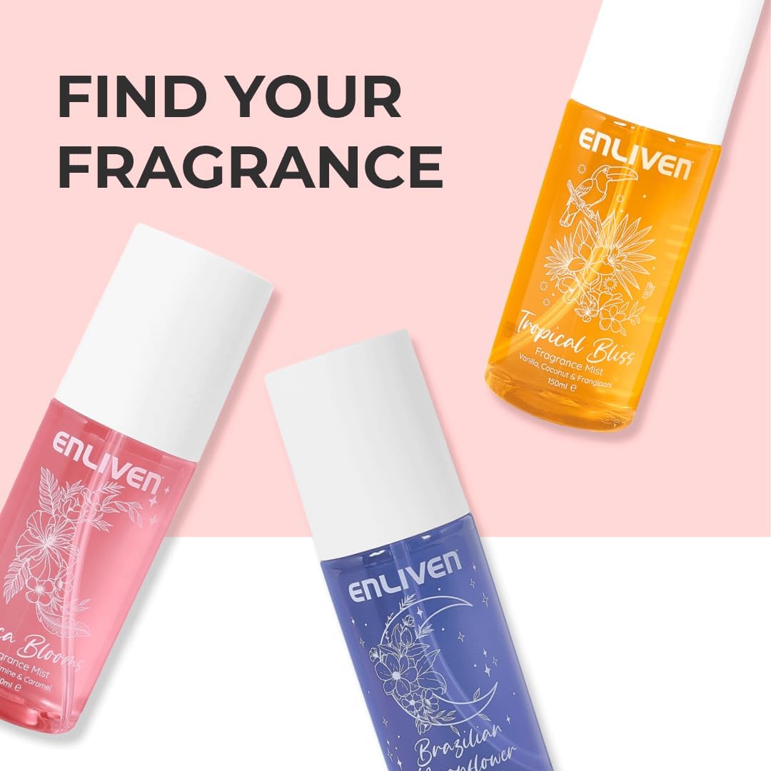 Enliven Brazilian Moonflower Fragrance Mist - 150mlx3 Pack - Notes of Jasmine, Pear, Freesia and Sandalwood - Body Spray - Gifts For Women - Fragrance Body Mist - Womens Body Spray : Amazon.co.uk: Beauty