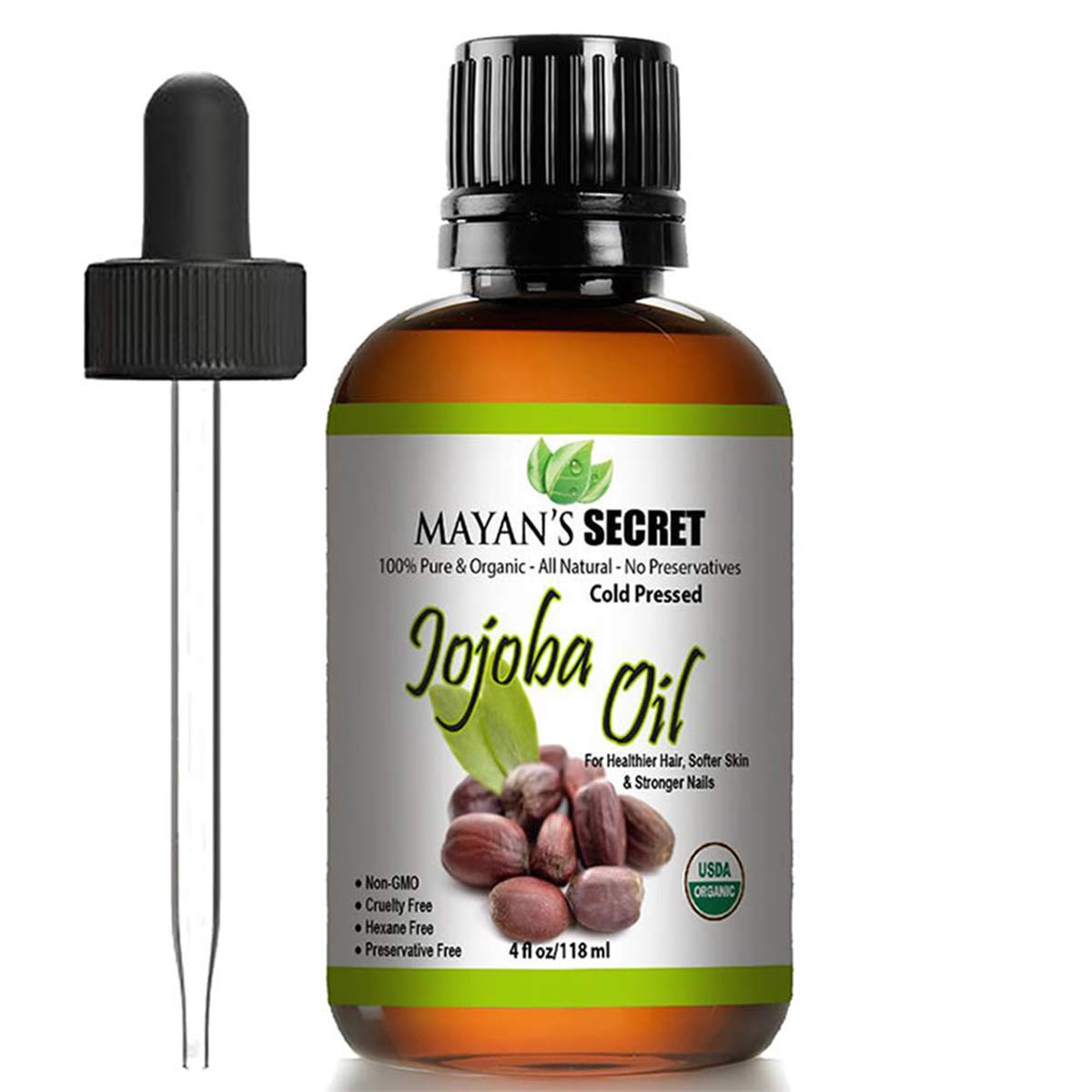 Mayan'S Secret Jojoba Oil Usda Certified Organic (4Oz Large) | Natural Cold Pressed Unrefined Hexane Free Oil For Hair & Face | Carrier Oil