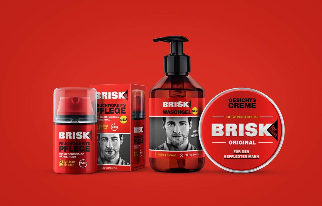 BRISK Moisturising Care for Smooth Men's Skin with Malt Extract / Absorbs Quickly / 24-Hour Moisture