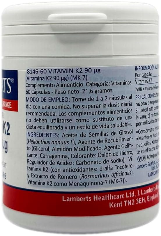 Lamberts Vitamin K2 (MK-7) 90mcg - 60 Capsules : Amazon.co.uk: Health & Personal Care