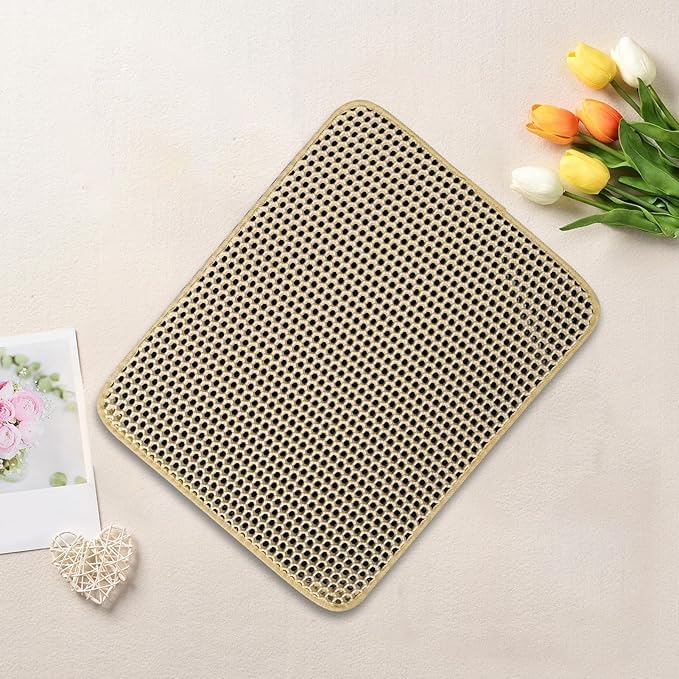 Cat Litter Mat – Waterproof Double-Layer Honeycomb Litter Trapping Mat, Non-Slip Kitty Litter Box Floor Mat, Easy Clean EVA Material for Cats