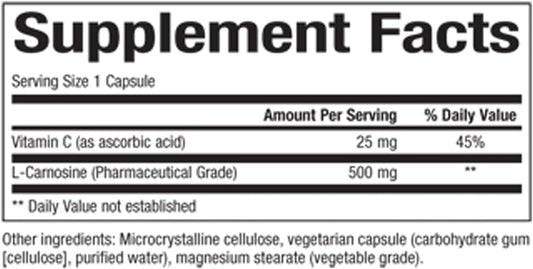 Natural Factors, L-Carnosine 500 mg, Supports Healthy Aging, Muscle and Brain Function, Dietary Supplement, 60 capsules (60 servings) : Health & Household