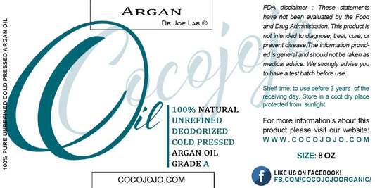 Cocojojo Dr Joe Lab Argan Oil Deodorized (Unscented) 8, 100% Pure Moroccan Argan Oil Filtered to Reduce Smell Deep Penetrating Moisturizer and Stimulate Growth - Marrakesh Oil (8 ounce Bottle)