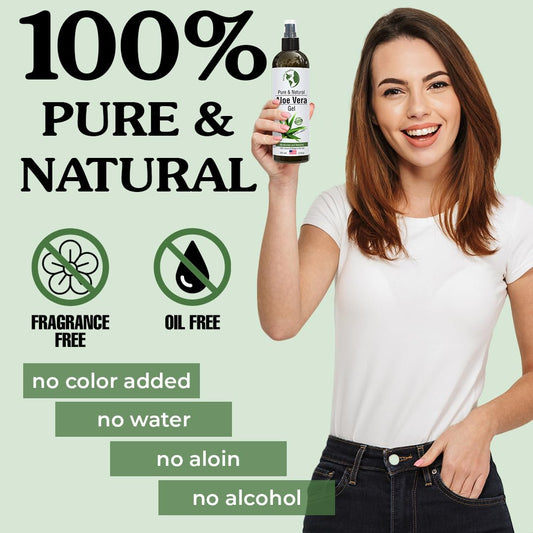 Earth's Daughter Organic Aloe Vera Gel from 100% Pure and Natural Cold Pressed Aloe – Moisturizes - Great for Face - Hair- Sunburn - Aftershave - Bug Bites - 12 oz