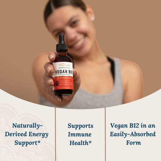 Vegan Vitamin B12 Sublingual Liquid Drops by Live Conscious- Methylcobalamin Max Strength B12 5000mcg Formula - Vegan B 12 Vitamin Support Energy & Mood, Promote Memory, Aid Immune System - 60 Serving