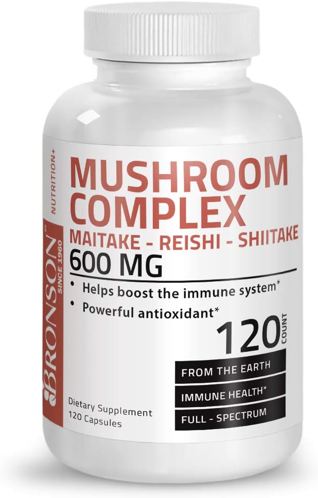 Triple Mushroom Complex - Maitake - Reishi - Shiitake - Powerful Antioxidant and Immune System Booster - Full Spectrum Mushroom Complex - 600 mg Capsules - 120 Count : Health & Household