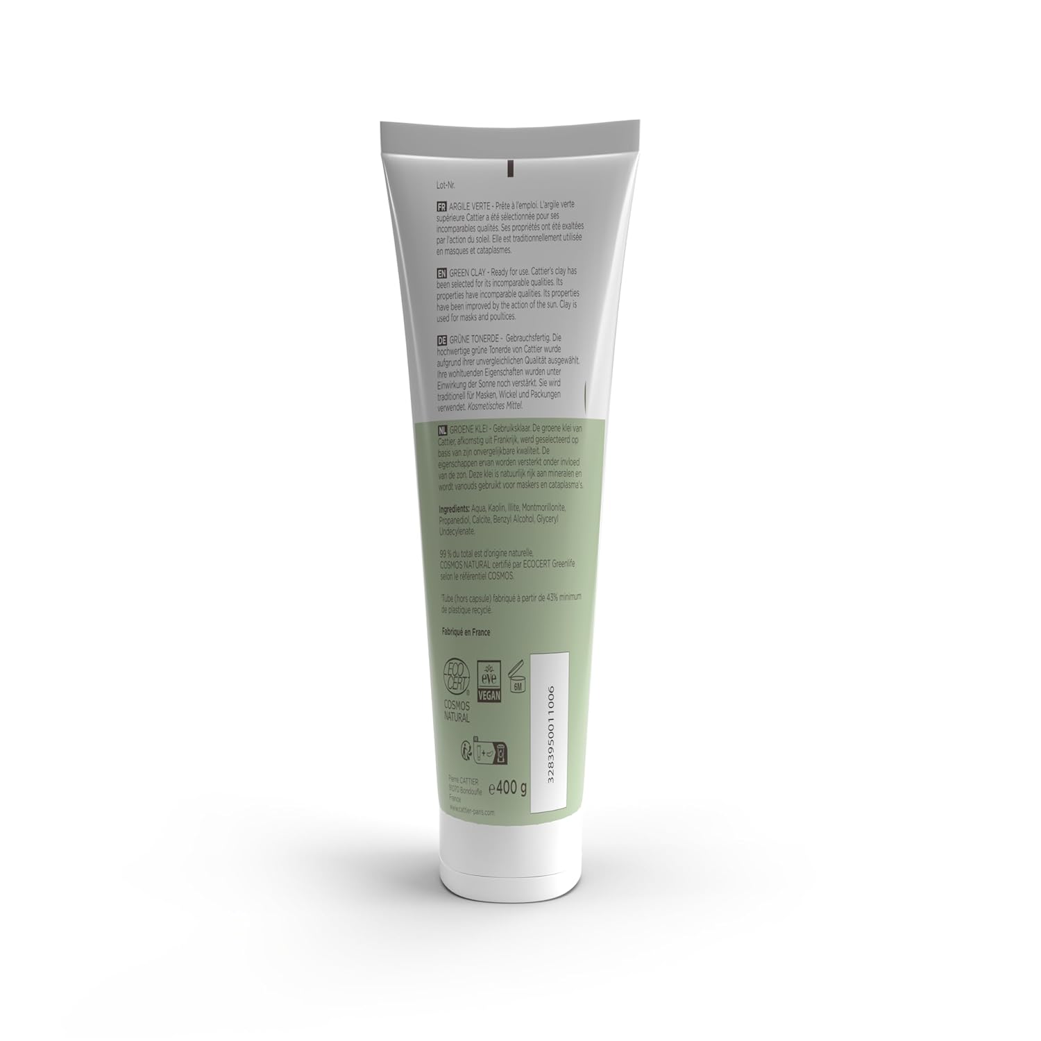 Cattier Green Clay Mask Ready For Use With All Natural Ingredients 400 Gr : Beauty & Personal Care