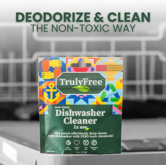 Truly Free Auto Dishwasher Cleaner, 1 Pack - Natural Concentrated Formula - Dish Soap, Dishwasher Detergent Cleaning Supplies, Hard Water Stain Remover, Sparkling Clean Dishes, No Harmful Ingredients