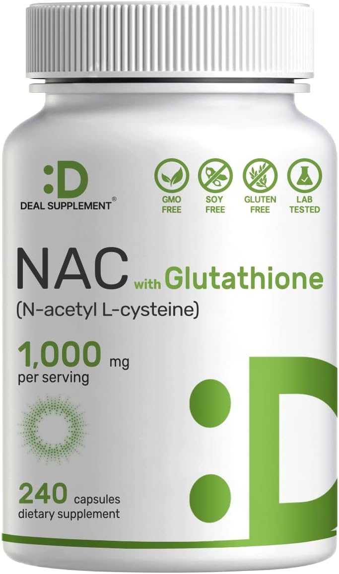 Nac Supplement (N-Acetyl Cysteine) 1,000*Mg Per Serving With Reduced Glutathione, 240*Capsules