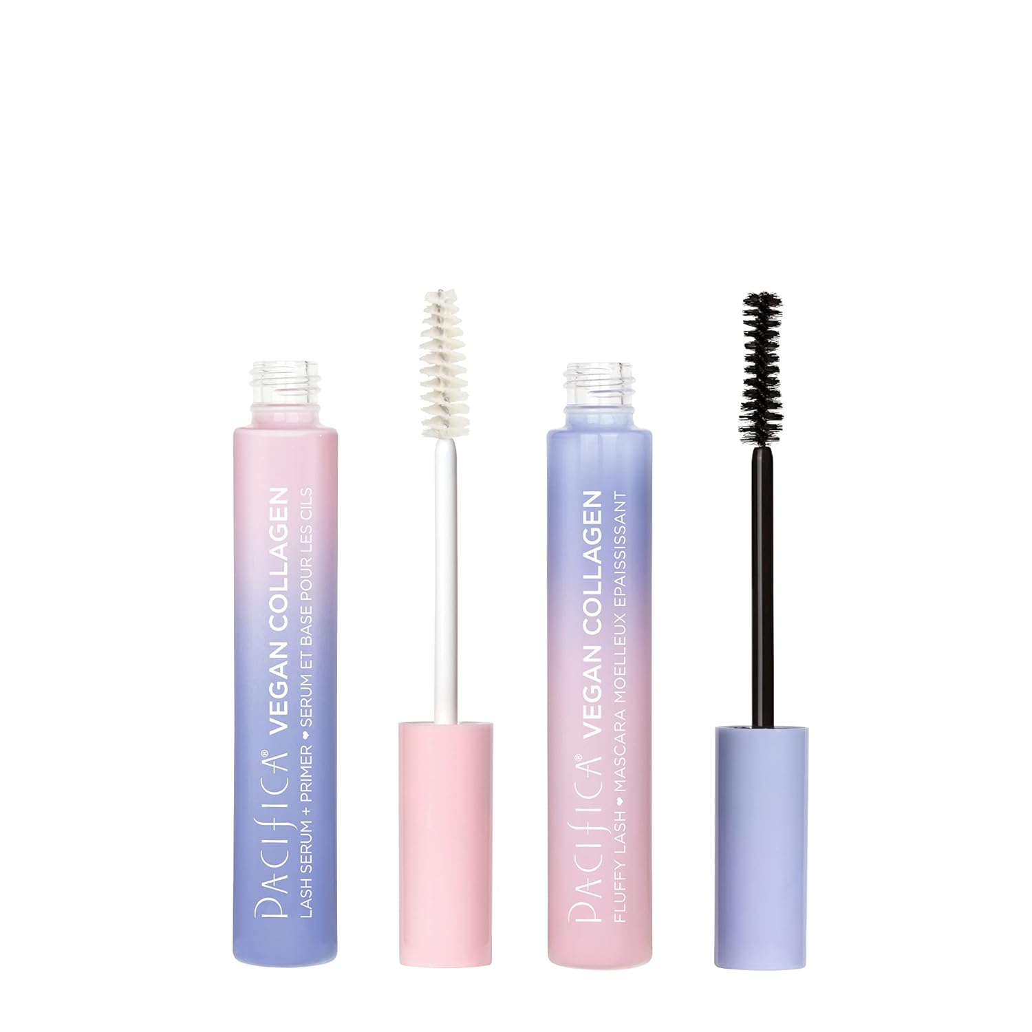 Pacifica Beauty, Vegan Collagen Fluffy Lash Duo, Black Mascara for Volume and Length + Conditioning Lash Serum & Primer, Feathery Full Fashes, Cruelty Free, Pack of 2