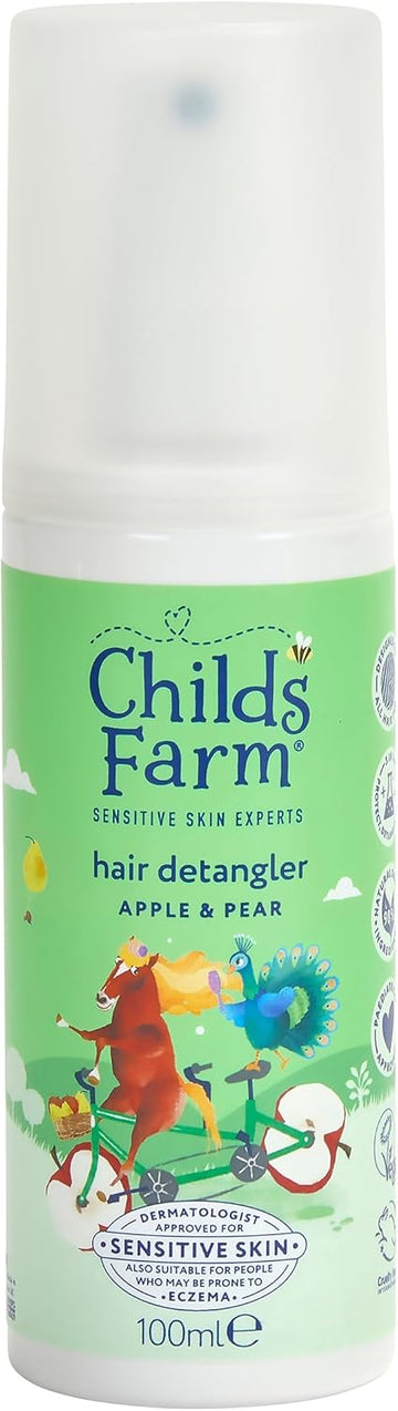 Childs Farm 3 In 1 Hair Detangler Spray, Heat Styling Protector, Apple And Pear Fragrance, Children, Kids, 100Ml