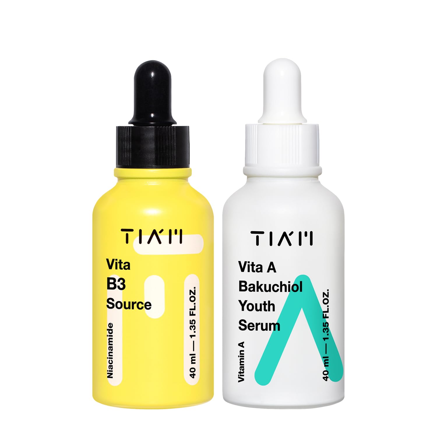 Tiam Youthful Radiance Duo: Vita B3 Soure & Vita A Bakuchiol Youth Serum For Revitalizing Your Skin, Korean Skincare Set