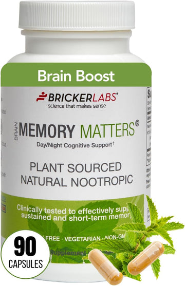 Bricker Labs Memory Matters Cognitive Support Supplements, Natural Nootropic Brain Health Supplements With Neumentix Spearmint Extract To Support Brain Function And Performance, 90 Ct (90)