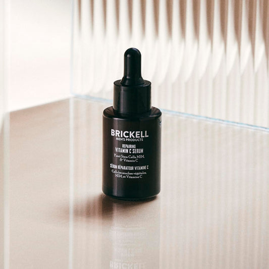 Brickell Men'S Anti Aging Vitamin C Serum For Face, Repairing Night Facial Serum For Men, Natural And Organic Hyaluronic Acid Serum For Face To Diminish Wrinkles And Reduce Redness, 1 Ounce, Unscented