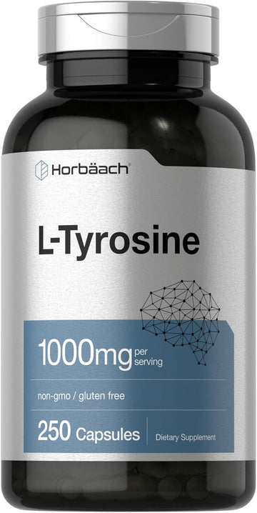 Horbaach L-Tyrosine Supplement | 1000Mg | 250 Capsules | Non-Gmo And Gluten Free Formula