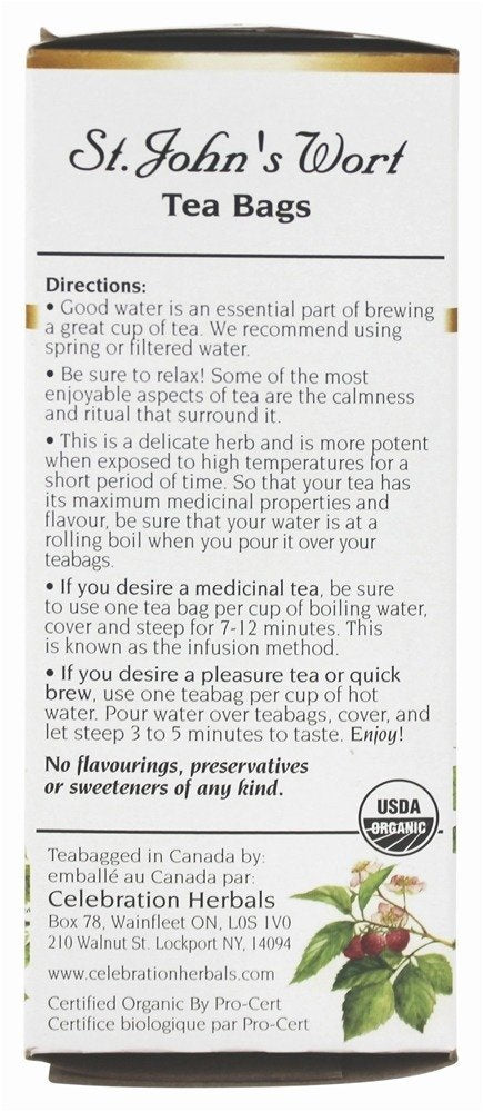Celebration Herbals St John'S Wort Tea Organic - 24 Herbal Tea Bags : Grocery Tea Sampler : Grocery & Gourmet Food
