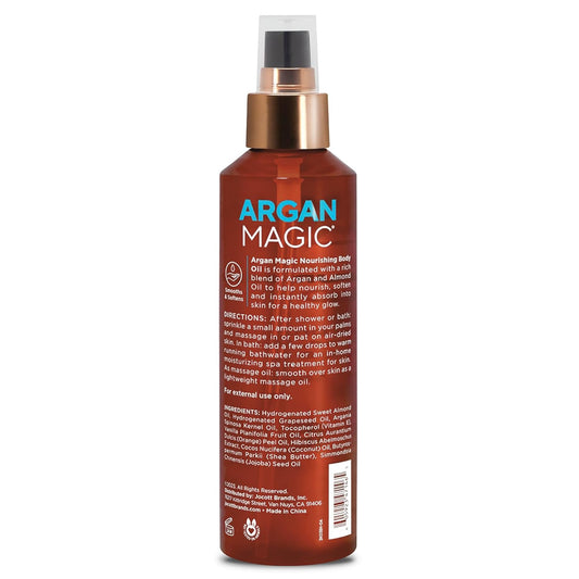 Argan Magic Nourishing Body Oil With Argan & Almond Oil | Intense Hydration, Softens & Radiates | Made In Usa, Paraben Free, Cruelty Free (6 Fl Oz)