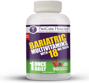 Procare Health Once Daily Bariatric Multivitamin | Chewable | 18Mg L Fruit Punch (90Ct)