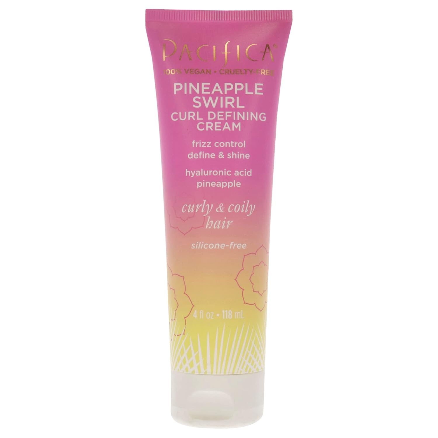 Pacifica Beauty Pineapple Swirl Curl Defining Cream, 100% Vegan & Cruelty Free, 4 Fl Oz