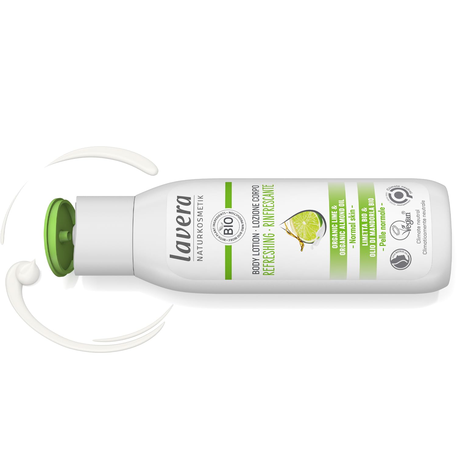 Lavera Body Lotion Refreshing - Body Milk With Lime & Almond Oil Fragrance - Body Milk For Normal Skin - Peta Certified - Biodegradable - Vegan - Natural Cosmetics - 6.76 Fl.Oz. : Beauty & Personal Care