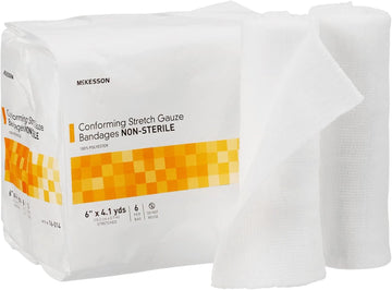 McKesson Conforming Stretch Gauze Bandages, Non-Sterile, 6 in x 4 1/10 yds, 6 Count