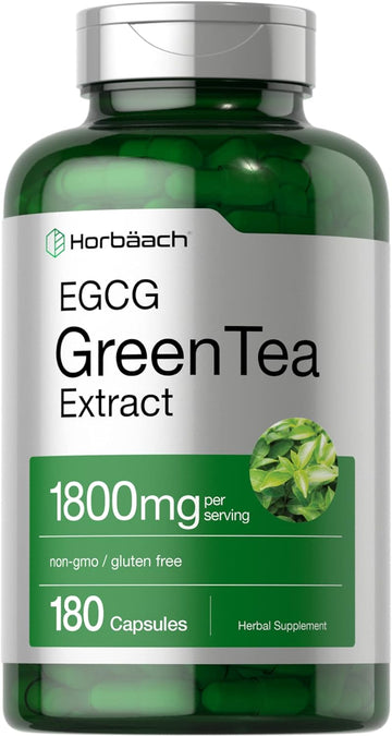 Horbäach Egcg Green Tea Extract Pills | 180 Capsules | Max Potency | Non-Gmo & Gluten Free Supplement