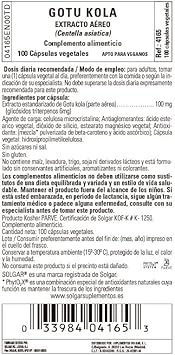 Solgar Standardized Gotu Kola Aerial Extract Vegetable Capsules, 100 Count