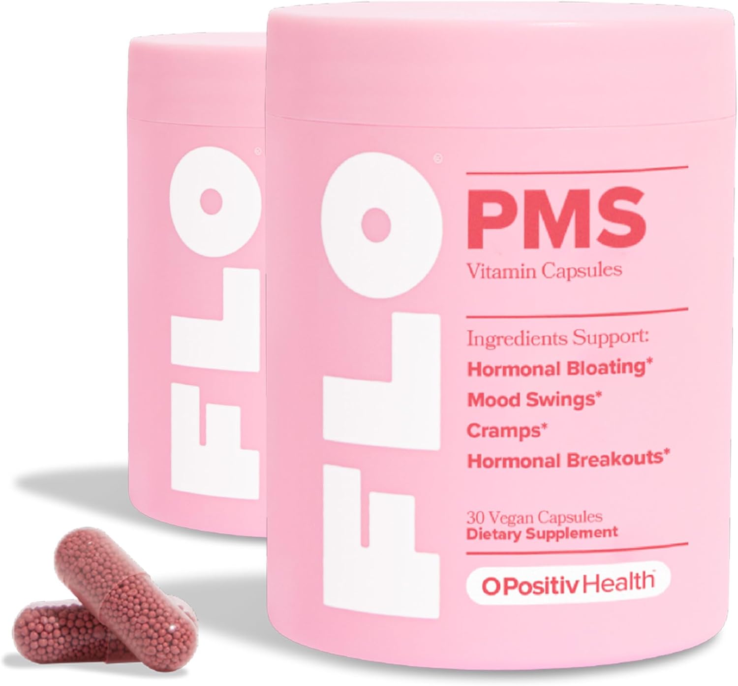 Flo Pms Vitamins For Women, 30 Servings (Pack Of 2) - Proactive Pms Relief - Targets Hormonal Breakouts, Bloating, Cramps, & Mood Swings With Chasteberry, Vitamin B6, & Lemon Balm