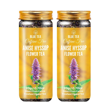 Blue Tea - Anise Hyssop Flower Tea -1.40 Oz (Pack Of 2) - Loose | Herbal Tea - Caffeine Free - Non-Bitter - Flower Based - 100% Natural - Farm Fresh - Non-Gmo - Vegan | Pet Jar Pack