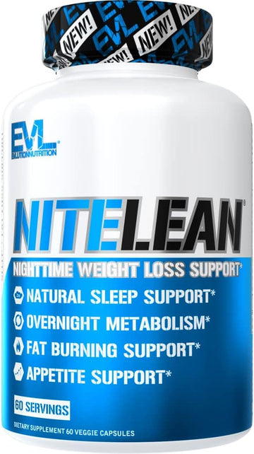 Evlution Nutrition Night Time Fat Burner Support - Overnight Sleep and Weight Loss Support Pills with Thermogenic Green Tea and White Kidney Bean Extract - Diet Pills That Support Stubborn Fat Loss