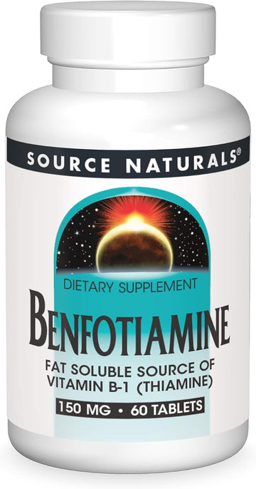 Source Naturals Benfotiamine 150mg Fat Soluble Vitamin B-1 (Thiamine) Supplement Supports Circulation, Nervous System, Metabolism, Healthy Blood Sugar Levels & Metabolism - - 60 Tablets