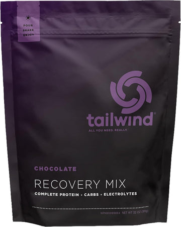 Tailwind Nutrition Recovery Mix, Complete Protein, Carbohydrates, And Electrolytes Powder Drink Mix For Post-Workout, Free Of Gluten, Soy, And Dairy, Vegan, 15 Servings, Chocolate