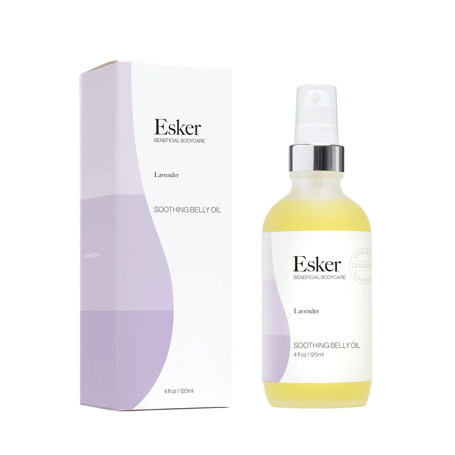 Esker Natural Soothing Belly Oil | (4.0Oz) | Plant-Based Formulated For Pre And Postpartum Skin | Designed To Fade Existing Stretch Marks And Prevent The Formation Of New Ones | Cruelty Free