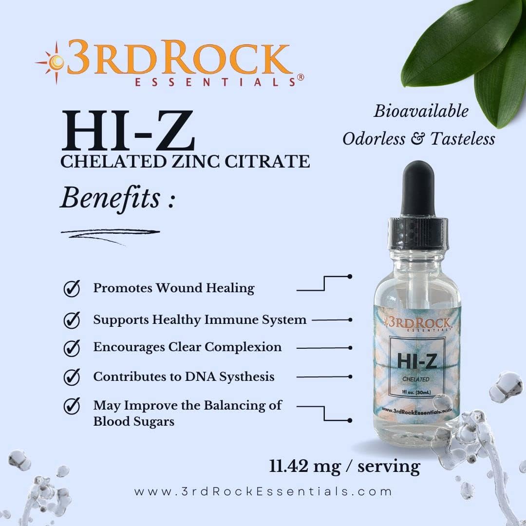 3Rd Rock Essentials | Hi-Z Zinc Immune Support Supplement | All Natural Liquid Zinc Supplement Dietary Supplement | All Natural Personal Care (1 Fl Oz | 120 Servings) : Health & Household