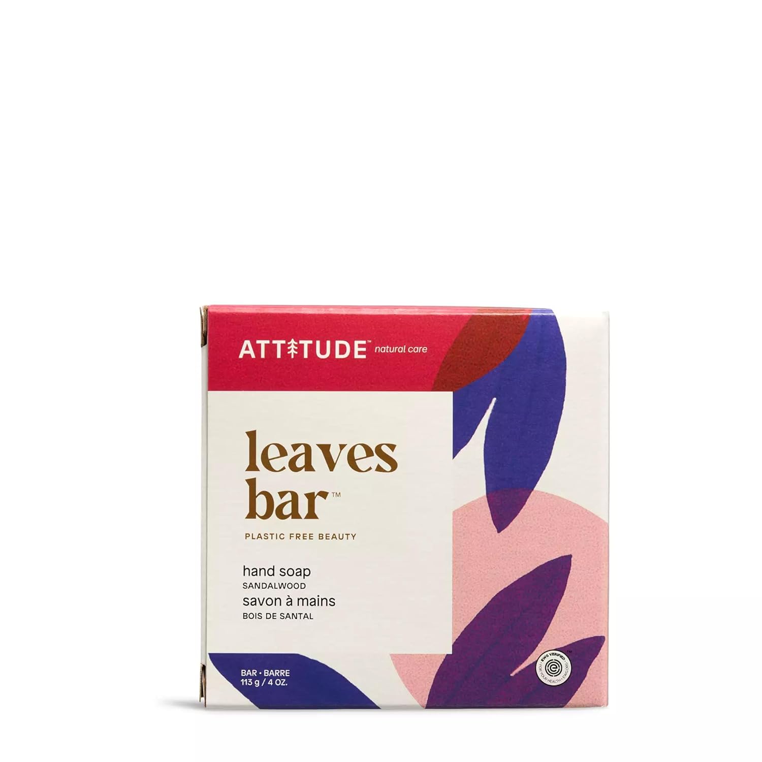 Attitude Soap Bar, Natural Origin, Nourishing Cleanser For Hands And Body, Repairs And Soothes Dry Skin, Avocado Oil & Shea Butter, Ewg Verified & Vegan, Sandalwood, 4 Oz