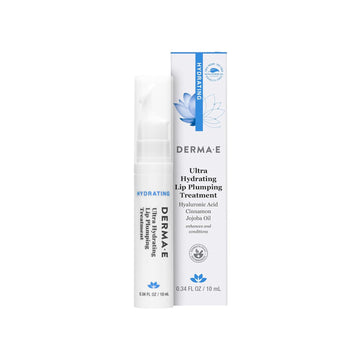 DERMA E Ultra Hydrating Lip Plumping Treatment – Advanced Lip Plumper for Enhanced Fullness and Natural Color – Lip Moisturizer with Hyaluronic Acid, Cinnamon and Jojoba Oil, 0.34 Fl Oz