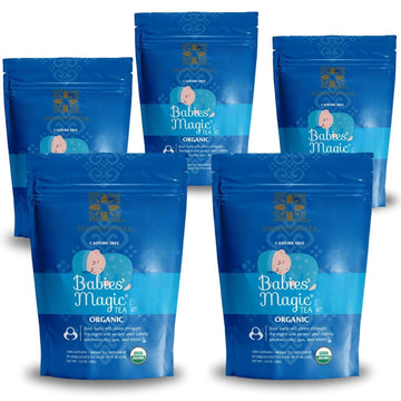 Secrets Of Tea Baby Colic Babies' Magic Tea – Organic, Natural, Safe – Calming & Soothing Relief For Baby Acid Reflux, Gas, Colic – Your Baby Will Sleep Thru The Night Guaranteed–100 Count(5 Pack)