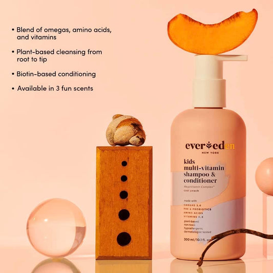 Evereden Kids Shampoo And Conditioner 2 In 1: Cool Peach, 10.1 Fl Oz. | Plant-Based And Gentle Kids Skin Care | Non-Toxic And Clean Ingredients