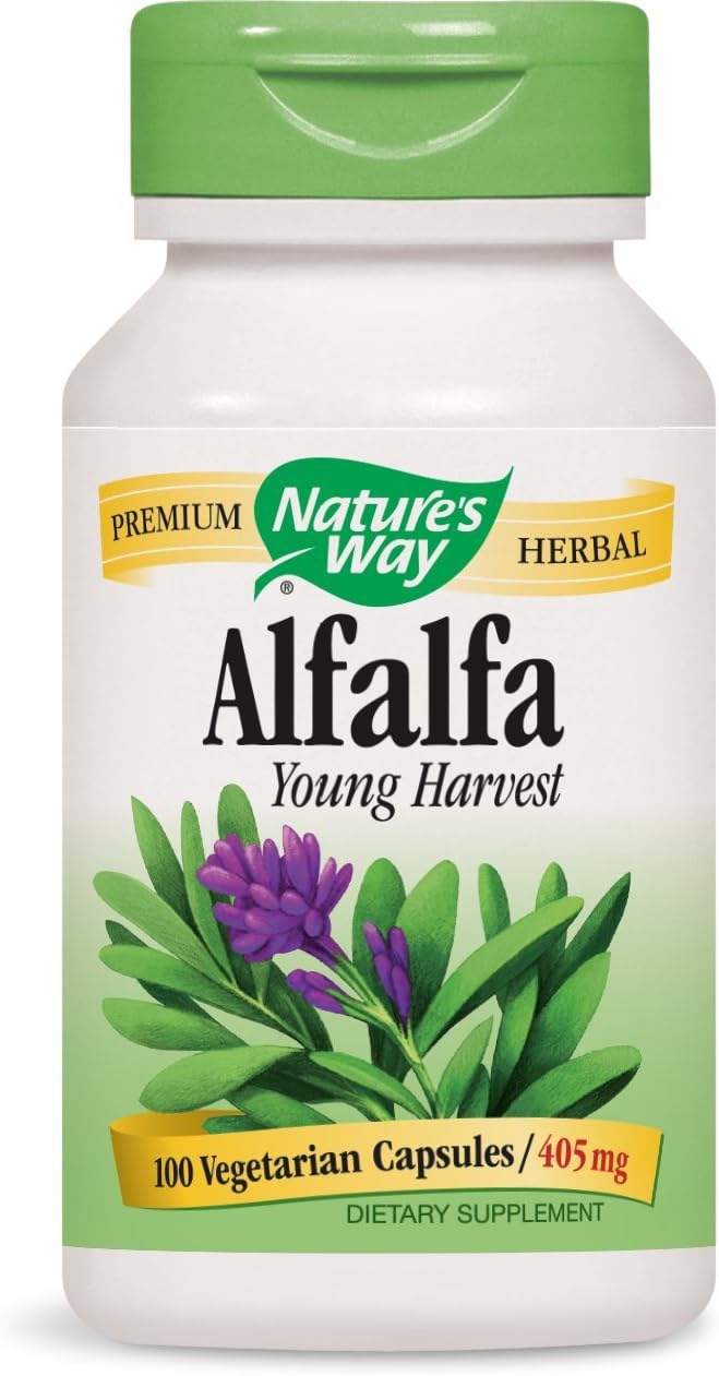 Nature's Way Alfalfa Leaves, 1,215 mg, 100 Vegetarian Capsules, Pack of 2