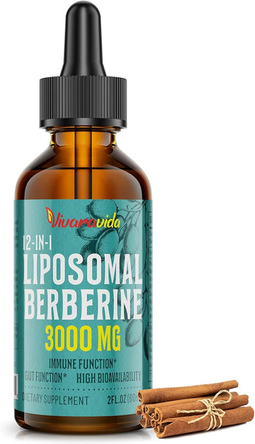 Berberine Hcl Drops Supplement 3000 Mg - Liposomal Berberine Hcl Liquid - Ampk Activator With Turmeric, Ceylon Cinnamon, 12 Natural Ingredients - 2 Fl Oz