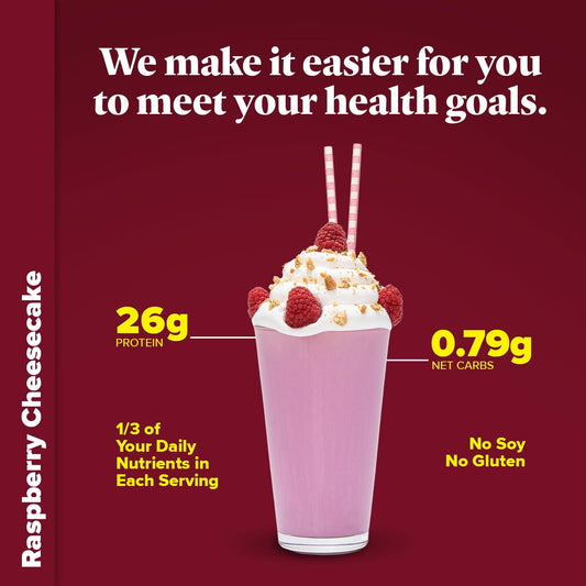 Keto Chow Raspberry Cheesecake – Keto Meal Replacement Shake Powder – Nutritionally Complete, Low Carb, Protein Rich – You Choose The Fat – Single Meal, 21 Servings
