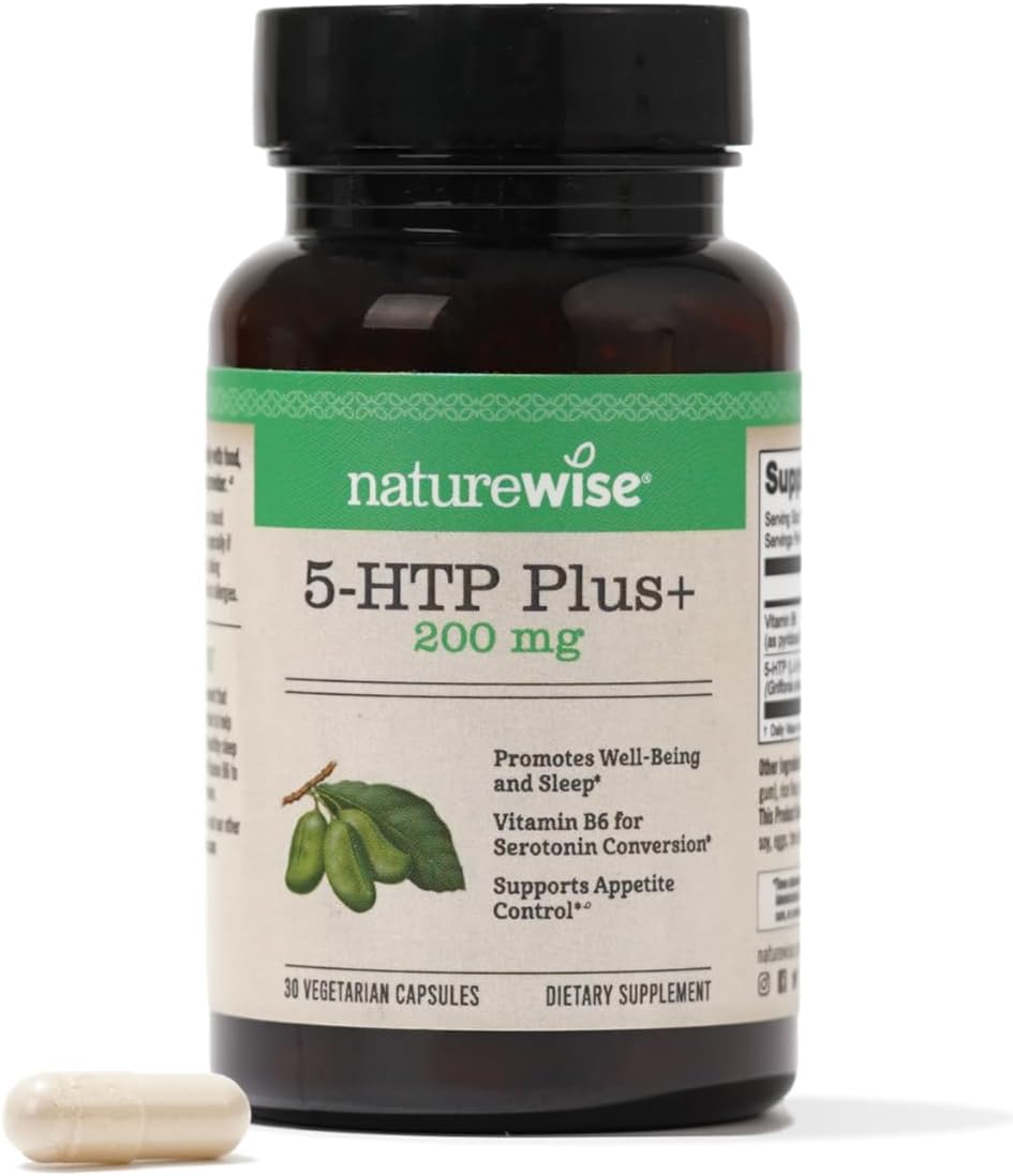 Naturewise 5-Htp 200Mg, Vegan 5 Htp Plus Supplement From Griffonia Seeds With Cofactor Vitamin B6 - Mood Support Supplement & Natural Sleep Aid For Adults - Delayed-Release - 30 Count[1-Month Supply]