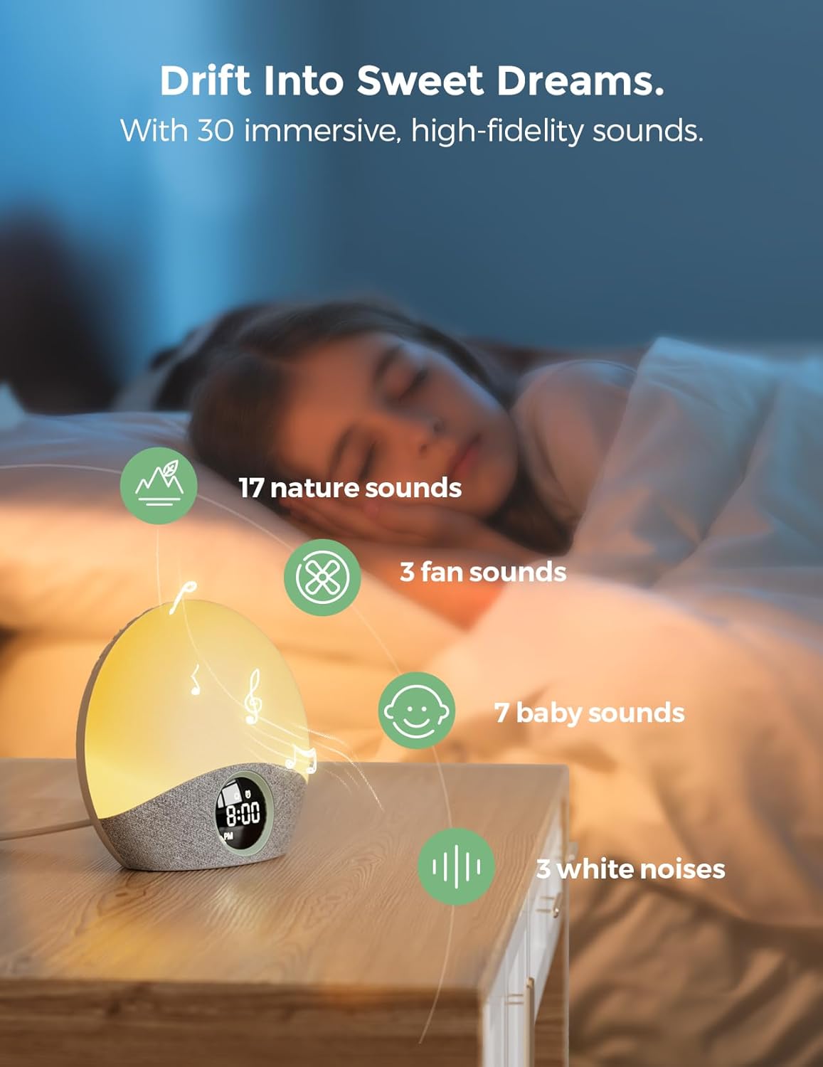 Momcozy Sunrise Alarm Clock Wake Up Light Sound Machine for Sleep, White Noise Machine with Dimmable Night Light, 30 Soothing Sleep Sounds 7 Colors, Brown Noise Sleep Aid, Ideal Gift Baby Kids Adult : Health & Household