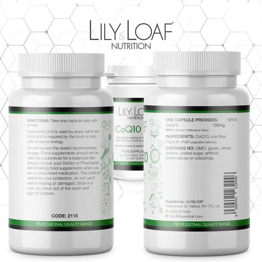 Lily & Loaf Coq10 Ubiquinone 100Mg | Premium Quality | Suitable For Vegetarians & Vegans | Kosher | Gluten Free