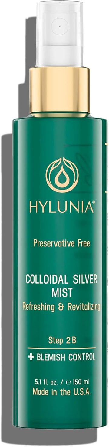 Hylunia Colloidal Silver Mist Toner 5.1 Fl. Oz. – Hydrating Versatile Toner For Acne-Prone Inflamed Skin | Infused With Colloidal Silver & Lavender For Glowing Skin Cuts & Burns, Body-Refresher